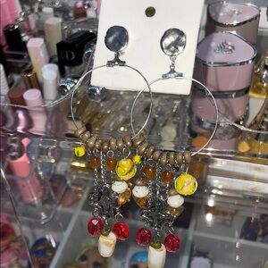Free People Red and Yellow Chandelier Earrings
